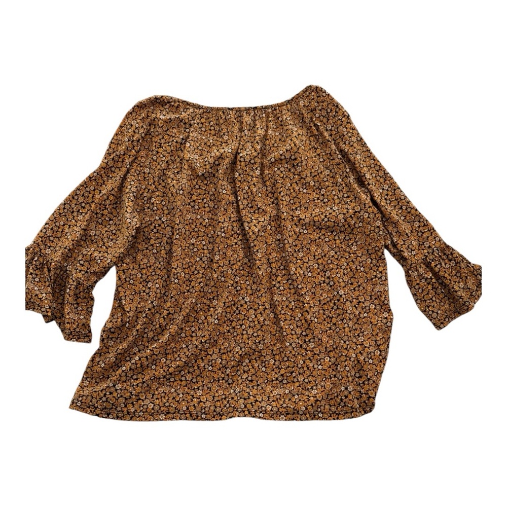 Michael Kors Floral Peasant Blouse XL | Bell Sleeve Fall Top - Picture 7 of 9